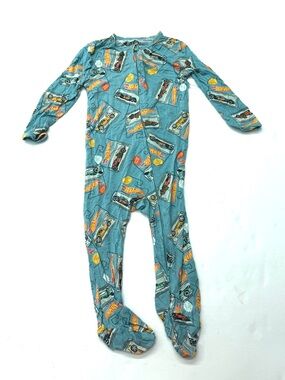Hot Wheels Blue Baby One-Piece Footed Pajamas One Piece Bamboo